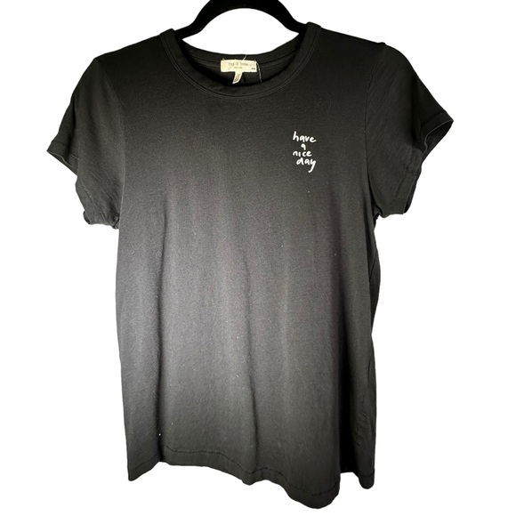 RAG & BONE Have A Nice Day T-Shirt Medium Black - Picture 2 of 9